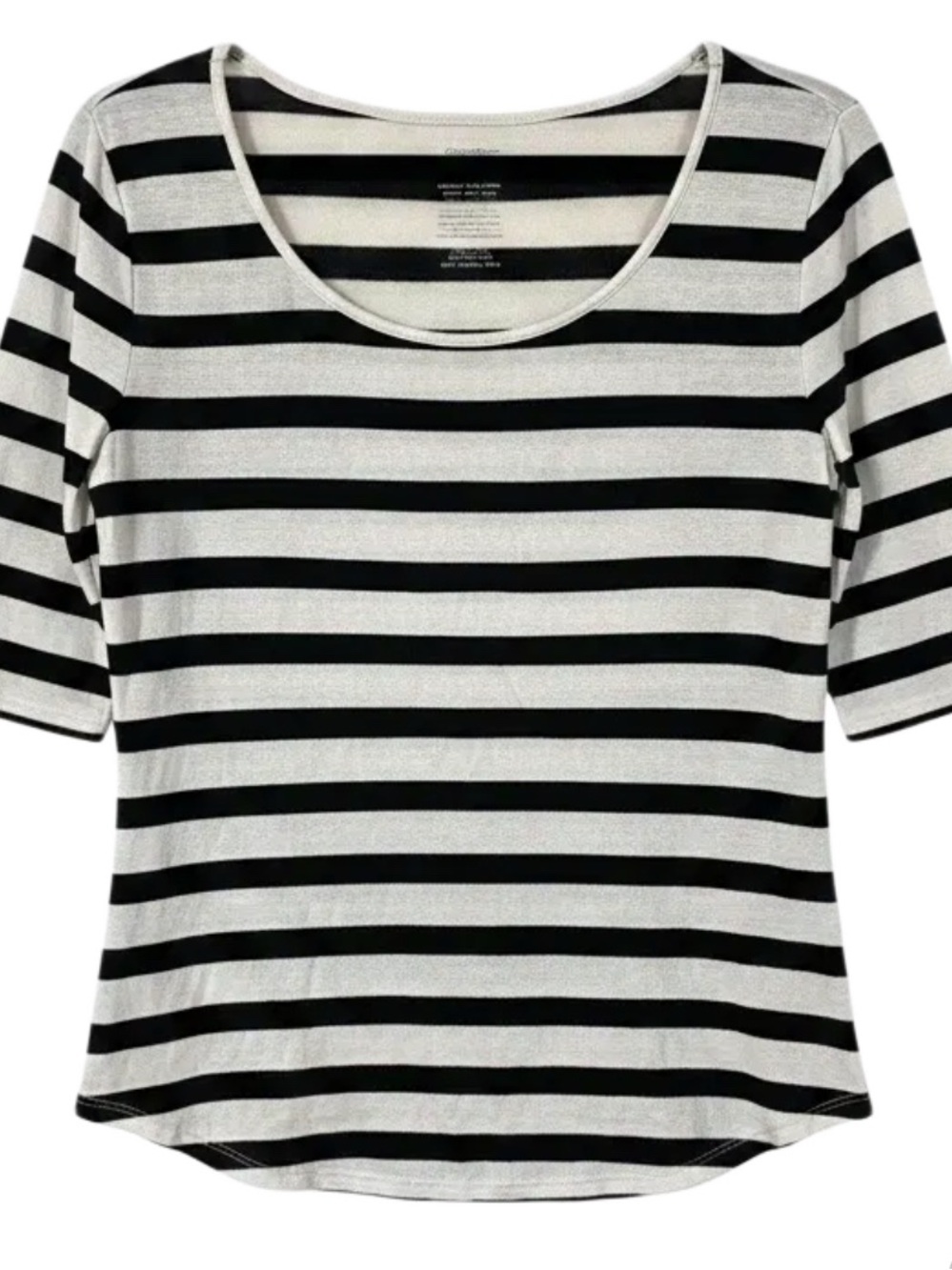 George Black and White Striped Scoop Neck Short Sleeve Tee